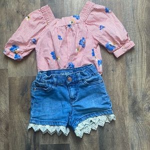 💜Lace Embroidered Jean Shorts